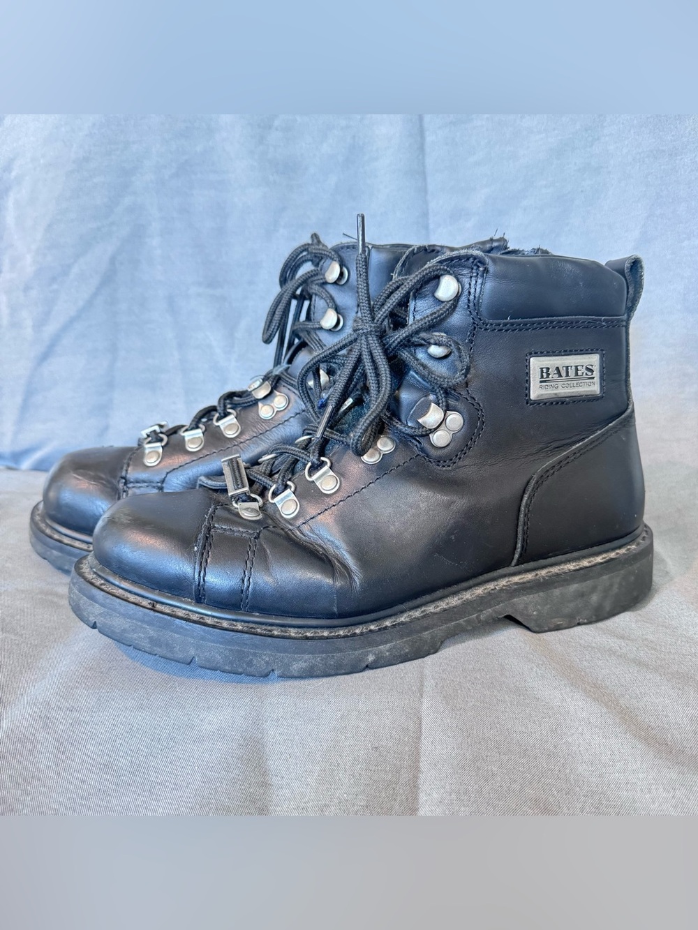 Bates Mens Black Leather Oil-Resistant Motocycle Boots Sz 10M EU42 E47102 Canyon